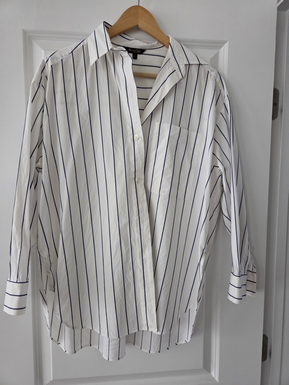 Massimo Dutti Women's Shirt with Navy Pinstripes